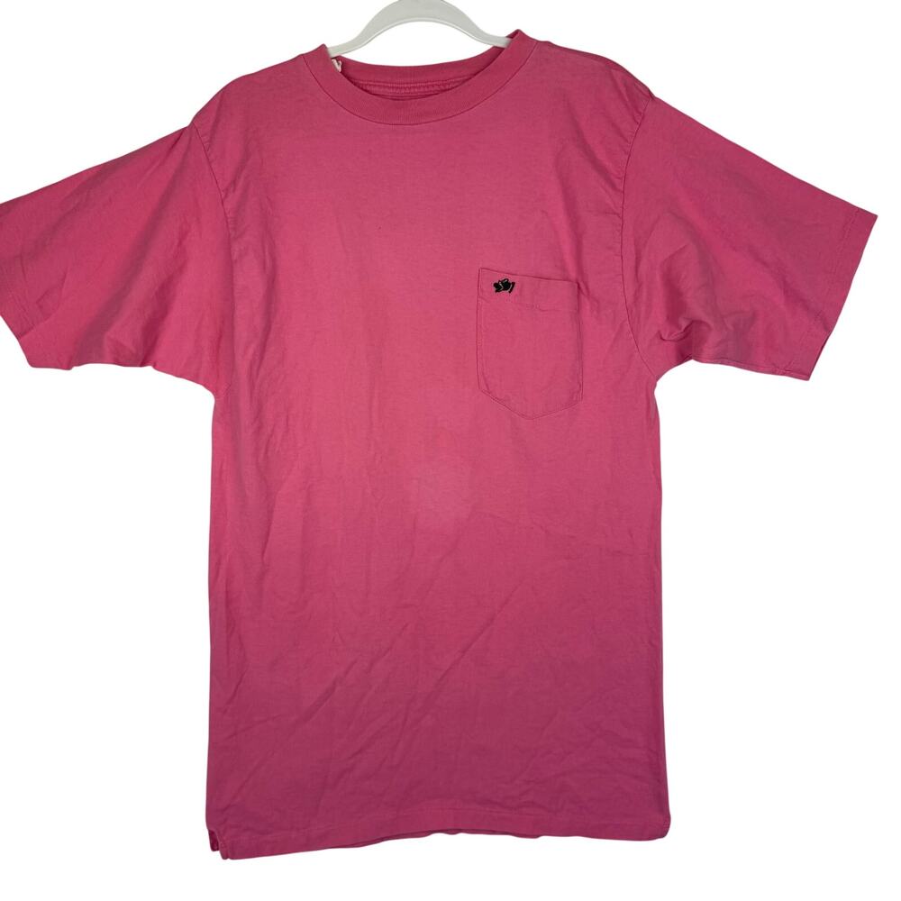 Vintage Sasquatch Outdoor Graphic Pocket T Shirt Mens Size XL Pink‎ Cotton Crew